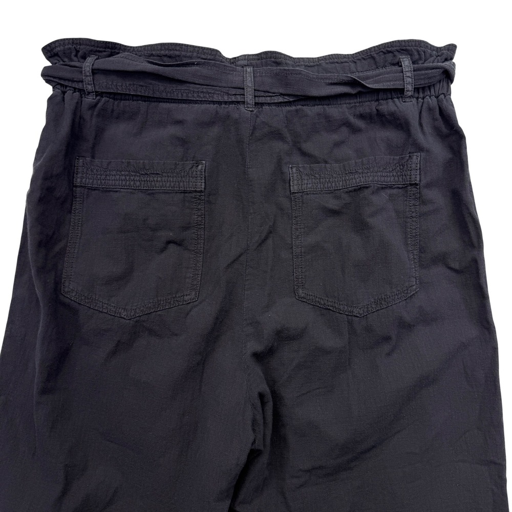 Anthropologie Pants Womens M Paperbag Waist Cotton Belted Straight Leg casual - Picture 3 of 11